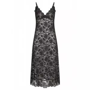 원더브라 여성 끈나시 시스루 레이스 맥시롱 슬립_블랙