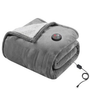 갓코지 온열 담요 전기 던지기 50''X60''- 원터치 버튼 10 가열 레벨 및 9 시간 설정이 있는 담요, 세탁기 사용 가능 (그레이)