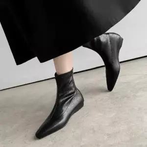 여성 웨지힐 슬림 빅사이즈 부츠 뒤지퍼 스판 패션 코듀로이 CH5