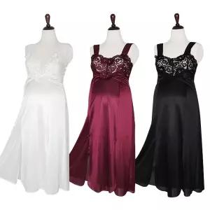 마메든 새틴 트임 롱슬립 원피스