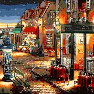 피포페인팅 Q078 (MS7019) 해질무렵 밤카페에서 DIY명화그리기