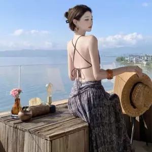 여사친 스커트 롱 해변 보헤미안 쉬폰 관광 데일리 바캉스룩 백 SPO마켓1