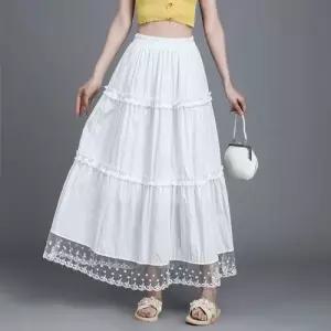 여사친 스커트 롱 여름슬림핏 쉬폰 A라인 데일리 케이크 레이스 SPO마켓2