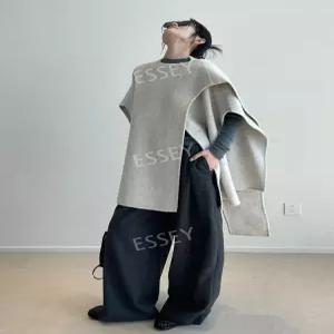 케이프자켓 숄카라코트 목도리 여성 망토코트 회색 프리