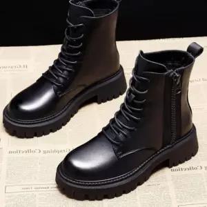 여성 키높이 옆지퍼 플랫 워커 여자 앵클 미들 부츠 워커 로퍼 여자워커