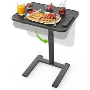 바퀴가 달린 튼튼한 TV 트레이 테이블, 소파에서 식사할 수 있는 헤비 듀티 금속 트레이, 침대, 소파, 리클라이너, 휴대용 소형 접이식 테이블 높이 및 각도 조절 가능한 책상
