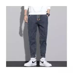 남성 편한 배기핏 청바지 봄여름 배기 테이퍼드 밴딩 허리 스판 오피스룩 스포M2