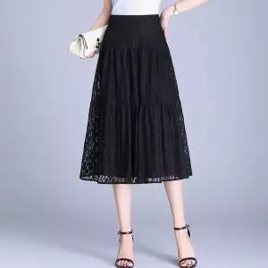 여자 데일리 쉬폰 스커트 펀칭 레이스 망사 여름 하이웨스트 슬림핏 A라인 SPO마켓2