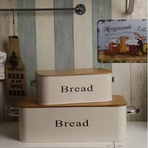 손잡이형 심플 레트로 철제 브레드박스 소형