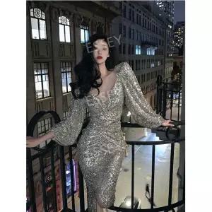 파티 여성용 원피스 칵테일 스팽글드레스 반짝이 생파 이브닝 드레스