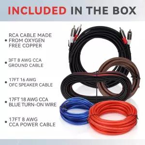 8 게이지 완전 차량 증폭기 설치 배선 키트 OFC 2채널 RCA 케이블 및 전체 액세서리가 포함된 프리미엄 CCA