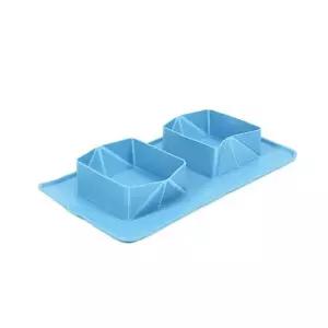 강아지 접이식 식기 매트 블루 1P 애견 캠핑 그릇