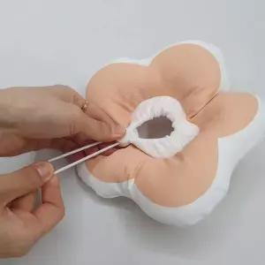 P1 꽃피는 강아지 고양이 쿠션 넥카라 핑크 S