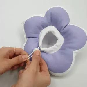 P1 꽃피는 강아지 고양이 쿠션 넥카라 퍼플 S