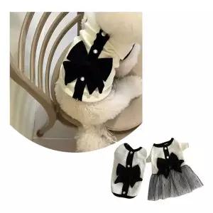 강아지 고양이 커플룩 원피스 나사 리본 스커트 애견 커플록 반려견