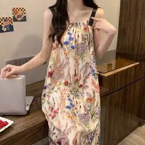 캐주얼 쿨링 슬립 잠옷세트 상큼한 나시 잠옷 컴포트 롱스커트 작고 얇은 커플 유행1