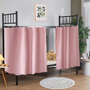 지딜러브유 블랙아웃 바텀 이층 침대 커튼 두꺼운 프라이버시 기숙사 로프트 캐노피 커튼, 2 패널 핑크