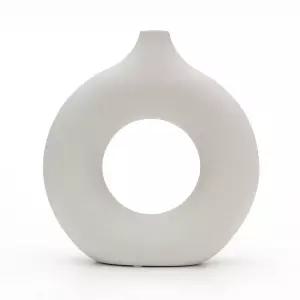 도자기 인테리어 꽃병 23.5cm 베이지 오브제 화병 도자기화병 인테리어화병