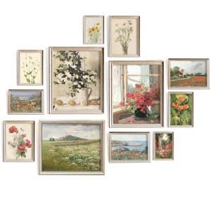 97 데코 플로럴 월 아트 - 벽 장식용 빈티지 프린트, 룸 에스테틱 프린트용 플라워 포스터, 프렌치 가든 페인팅 봄 풍경 식물 예술 야생화 장식 (8x10 프레임 미포함)
