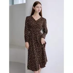 [하프클럽/레코브](레코브) 플라워 버튼 브이넥 원피스(LC61C9OP563X)