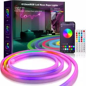 리모컨이 있는 L8star 16.4피트 RGB LED 네온 로프 라이트 스마트 색상 변경 DIY 모드 플렉스 스트립 침실