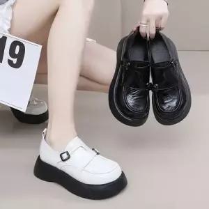 여사친 빈티지 진피 통굽 플랫 라운드토우 로퍼 단화 봄가을 사뿐 SPO마켓5