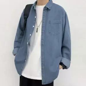 [RIZPICK]기본 루즈핏 청남방 데님셔츠 남녀공용 캐주얼 커플룩