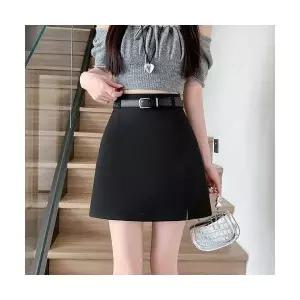 스커트 미니 회색 여성 여름 오피스룩 러블리 정장 비침 방지 힙업 트임 A라인 다올2