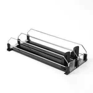 냉장고정리정돈 캔맥주 음료 수납대 검정 2칸 캔보관