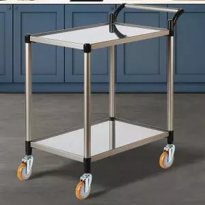 스텐레스 2단 대 와인색바퀴 고급 빈티지트롤리 병원 이동식트레이