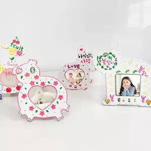 애니멀 액자 스텐실 꾸미기재료 1인용 수업키트 물감놀이 유치원 복지관미술 체험활동