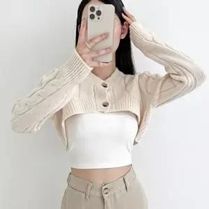 클래식 여자 볼레로 크롭기장 꽈배기 니트가디건 (HSJ-WFG3KWV)