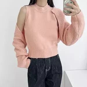 데일리 여자 크롭 니트 볼레로 가디건 세트 (HSJ-WFGAJQL)