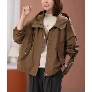 여자 가을 빈티지 캐주얼 투피스 트렌치코트 바캉스 점퍼 루즈핏 야구 상의 빅사이즈 후드코트 SPO마켓3