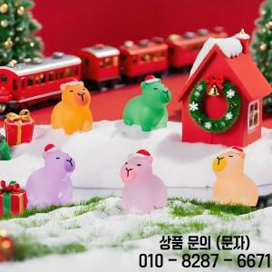 5/10개 발광 크리스마스 카피발라 모자 착용 미니 레진 피규어 어두운 곳에서 빛나는 DIY 요정 파티 선물용