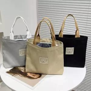 베어 라벨 소형 에코백 캔버스 보조가방 캐주얼가방 캔버스백 학원가방 캐주얼가방