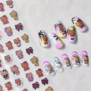 [셀러에이드]네일아트 귀여운 냥냥이 태닝키티 엠보 스티커 3종