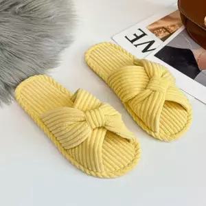 여자 파스텔 칼라 실외 실내 벨벳 리본 편한 슬리퍼 여자슬리퍼 털슬리퍼 실내슬리퍼