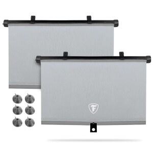 Firestone 2팩 접이식 자동차 창문 햇빛 가리개 - 자외선 99% 차단, 자동 수축 버튼이 있는 가볍고 컴팩트한 자동차 사이드 윈도우 스크린, 눈부심 및 열 차단, 그레이