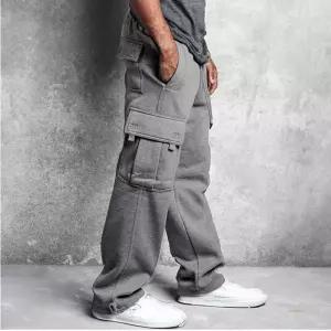 포켓 카고 바지 기모 남성 겨울 츄리닝 트레이닝 코디 와이드카고바지