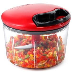 GDL 푸드 초퍼, 풀 어니언 초퍼 다이커, 핸드 파워 다진 것, 오이논, 마늘, 견과류용 패스트 커팅 0.8L, 레드 3.4컵