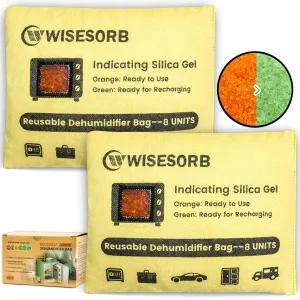 Wisesorb 240G 2팩 재사용 가능한 실리카겔 제습제 봉투 자동차 옷장 차고 3D 필라멘트 이모처 전자레인지