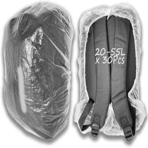 아오기지오 30pcs 배낭 레인 커버 방수 - 야외 하이킹 항공 여행용 일회용 경량 20-55L