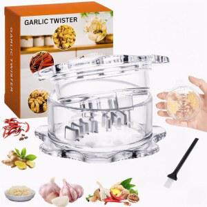 마늘 트위스터 주방 도구 u2013 수동 분쇄기 및 생강 분쇄기, 견과류 초퍼, 칠리 페퍼 다진기, 투명 아크릴 - 음식 준비용 BPA 프리, 사용하기 쉽고 휴대하기 쉬운 디자인