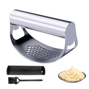 2025 업그레이드된 마늘 프레스 스테인리스 스틸, 로커 전문 주방 기기 다진 사람 분쇄기, 헤비 듀티 도구 초퍼 다지기 (1세트)