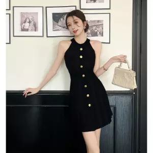 M1 원피스 니트 치마 여자 여름 홀터넥 프렌치 슬림핏 A라인 JEN2