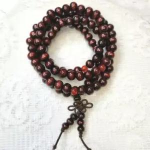 구슬목걸이 108매듭 염주 8mm 홍단 염주 불교염주 나무염주 108염주 108배염주 단주