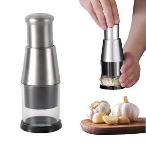 수동 푸드 초퍼, 컴팩트 미니 다이서 스테인리스 스틸 프레스 마늘 다지기 감자, 슬라이스 고추 및 양파를 위한 기능성