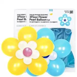 [RIZPICK]WL (PC) 3단꽃 펄 옐로우 라이트블루 풍선 (1세트)
