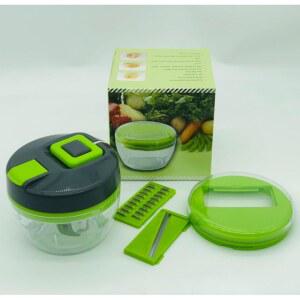 HYEXD 3 in 1 수동 식품 가공 야채 초퍼 다이커 양파 마늘 과일 너트 핸드 풀 스트링 커터 슬라이서 스트립 BPA 프리, 2컵, 그레이